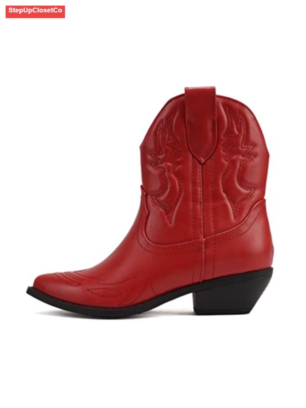 Soda Synthetic Pull On Ankle Booties Pointed Toe Western Stitched Short Boots
